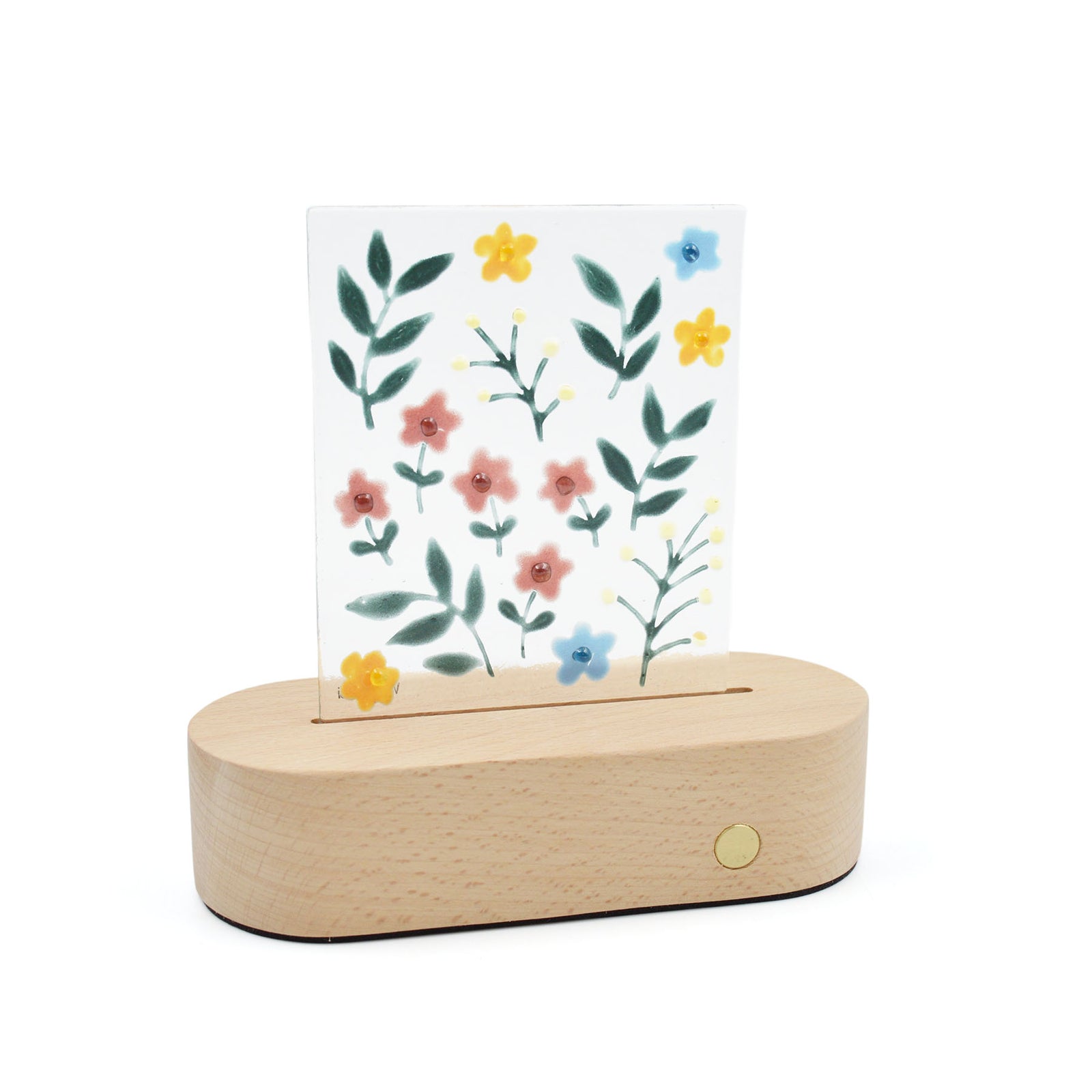 Veilleuse de table en verre fusionné - Fleurs