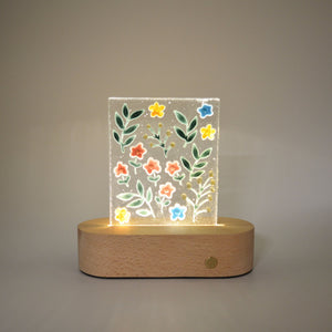 Veilleuse de table en verre fusionné - Fleurs