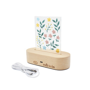 Veilleuse de table en verre fusionné - Fleurs