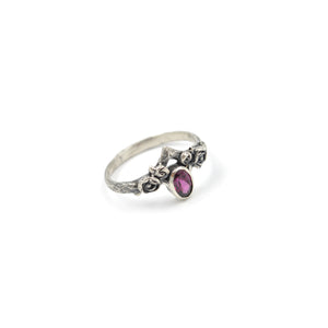 Bague en argent oxydé & Rhodolite