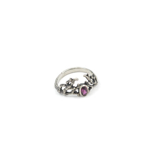 Bague en argent oxydé & Rhodolite
