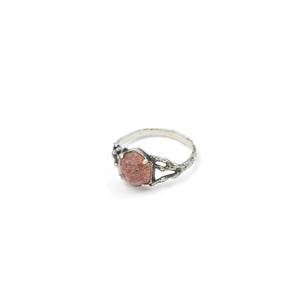 Bague en argent oxydé & Quartz Fraise