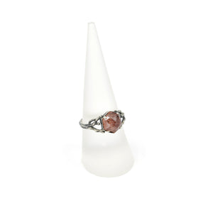 Bague en argent oxydé & Quartz Fraise