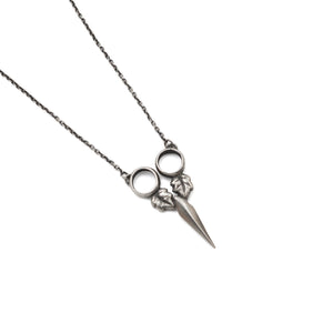 Collier Ciseaux en argent sterling oxydé
