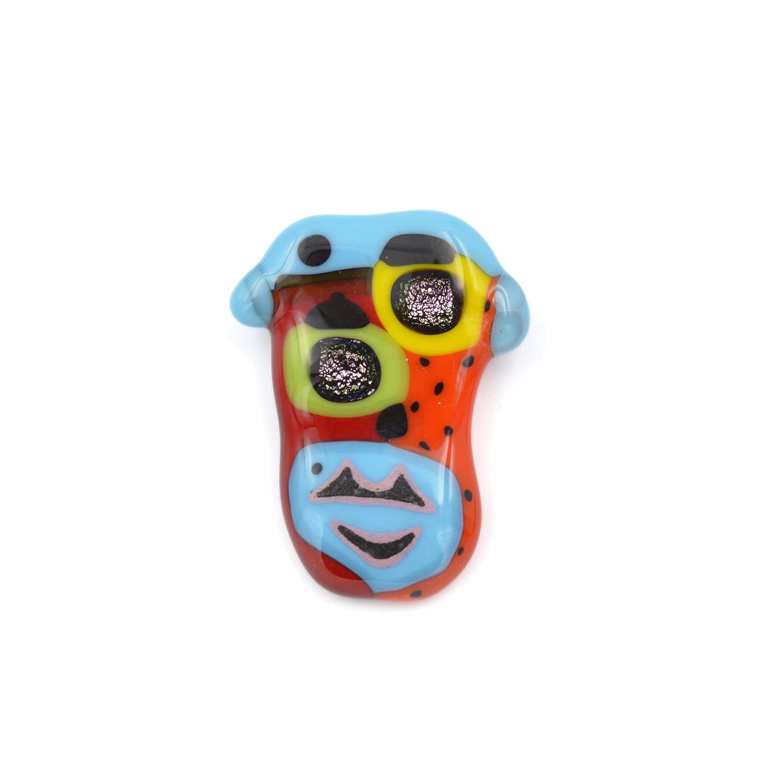 Broche cubiste en verre fusionné