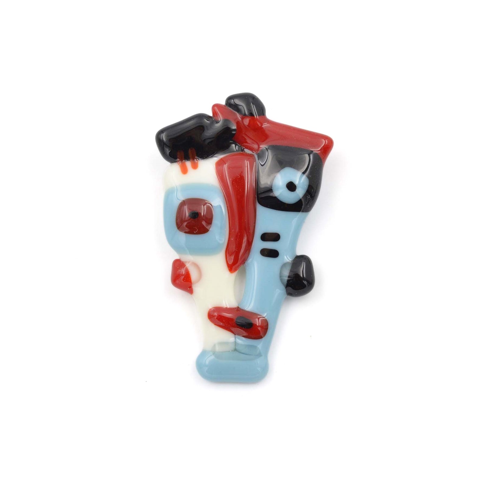 Broche cubiste en verre fusionné