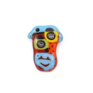 Broche cubiste en verre fusionné