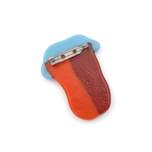 Broche cubiste en verre fusionné