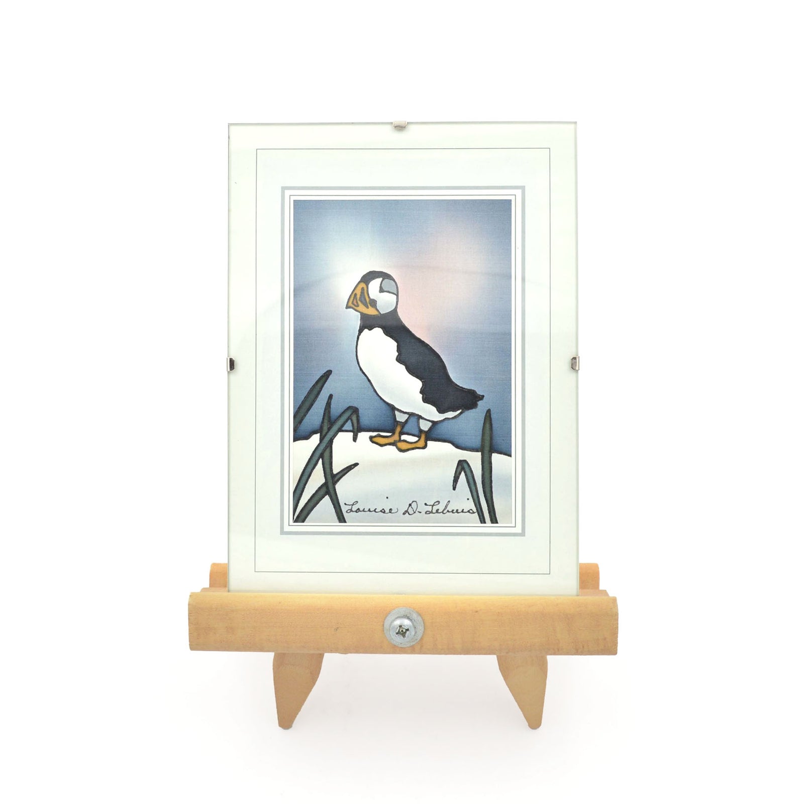 Petit macareux peint sur soie