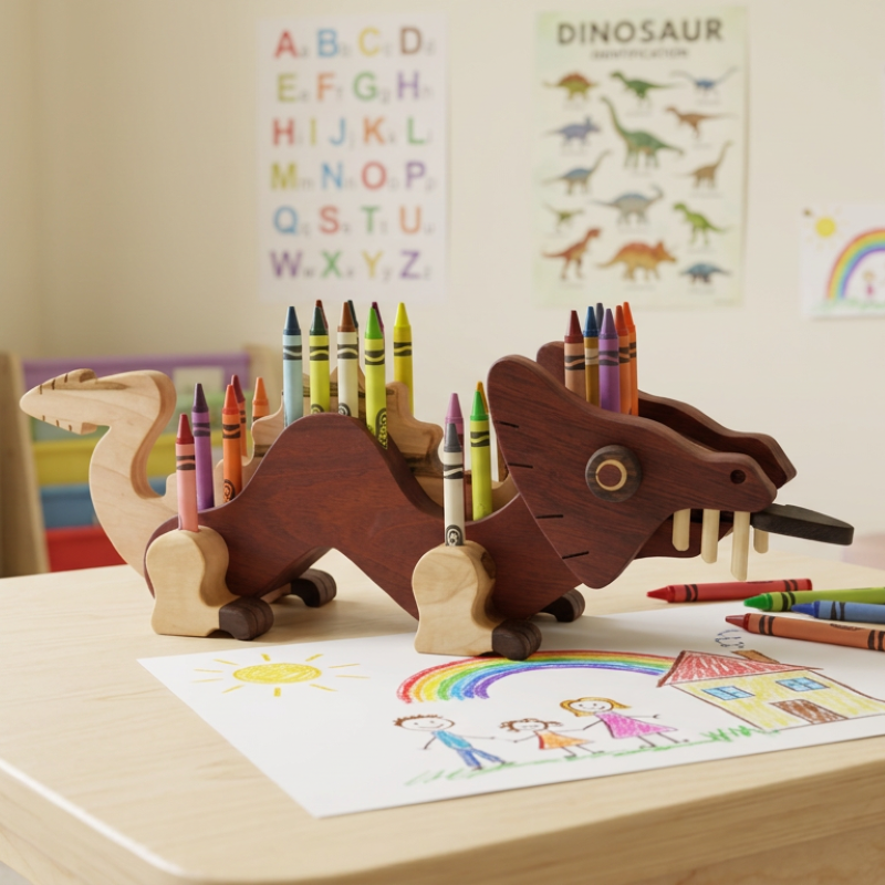 Porte-crayons en bois - Dragon