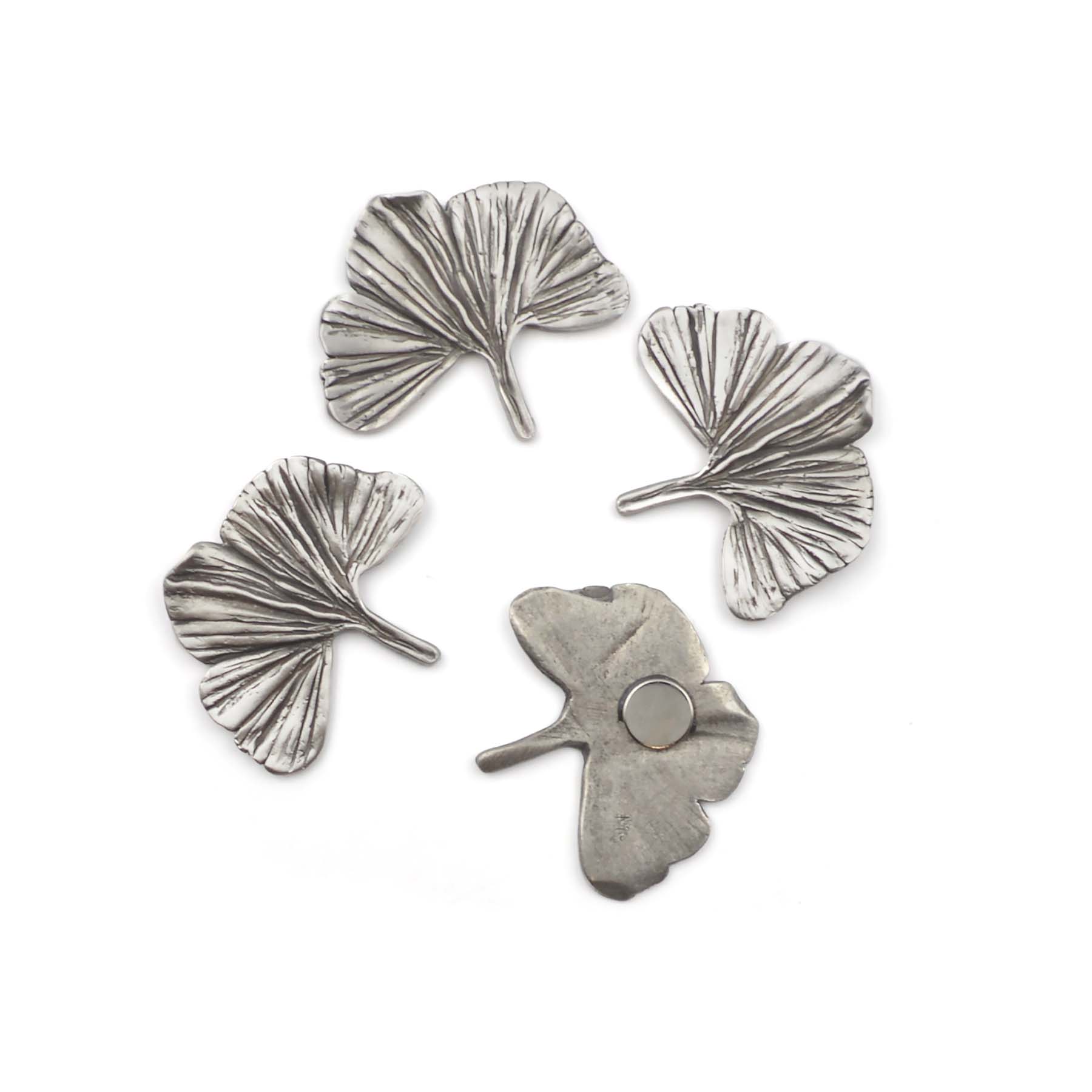ENSEMBLE DE 4 AIMANTS EN ÉTAIN GINKGO