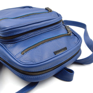 Sac à dos en cuir doux - bleu