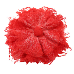 Épingle fleur rouge à veinures blanches