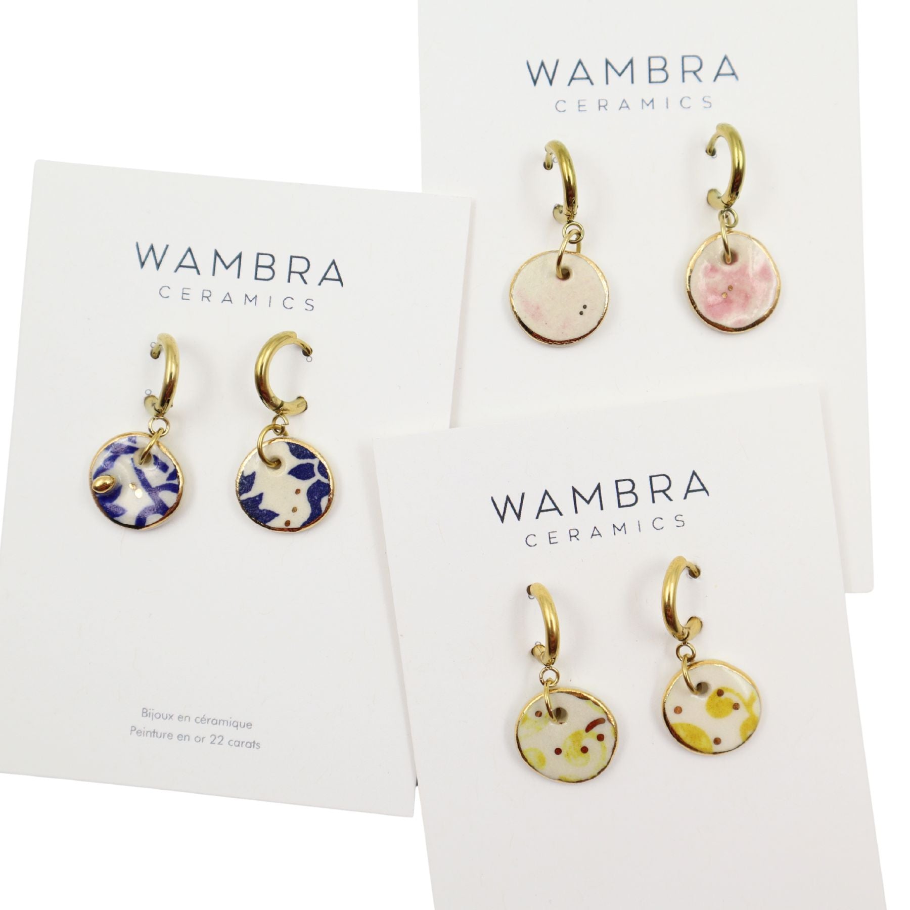 Boucles d’oreilles rondes en porcelaine