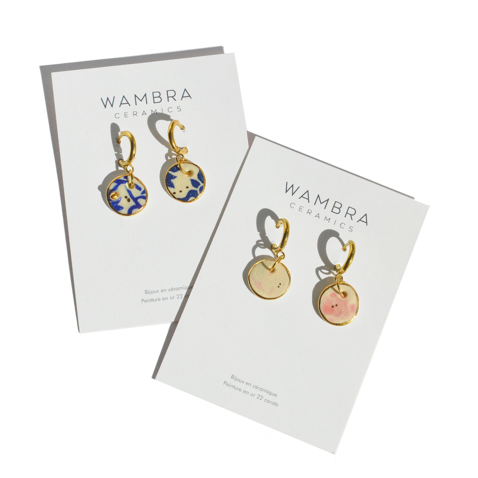 Boucles d’oreilles rondes en porcelaine