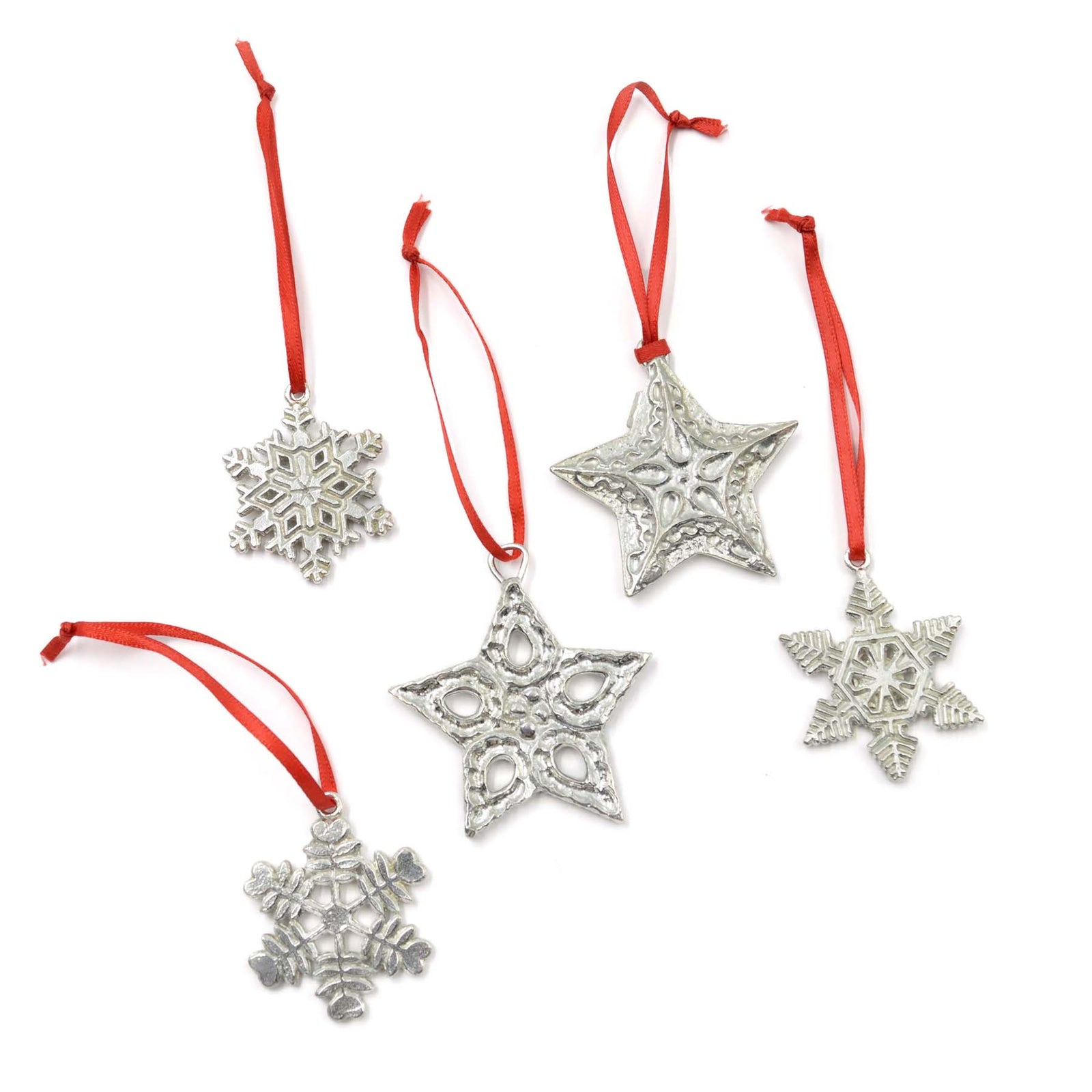 Ornement en étain - Étoiles et flocons