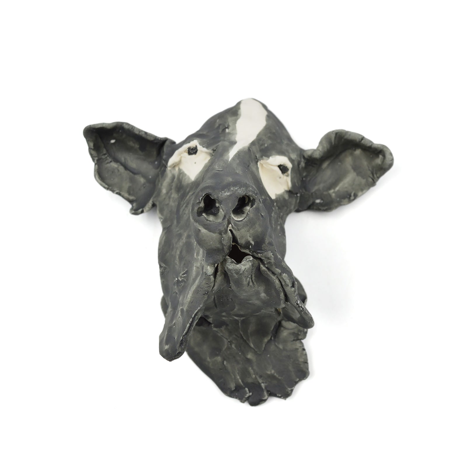Sculpture murale en porcelaine - Tête de chien