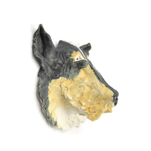 Sculpture murale en porcelaine - Tête de chien