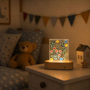 Veilleuse de table en verre fusionné - Fleurs