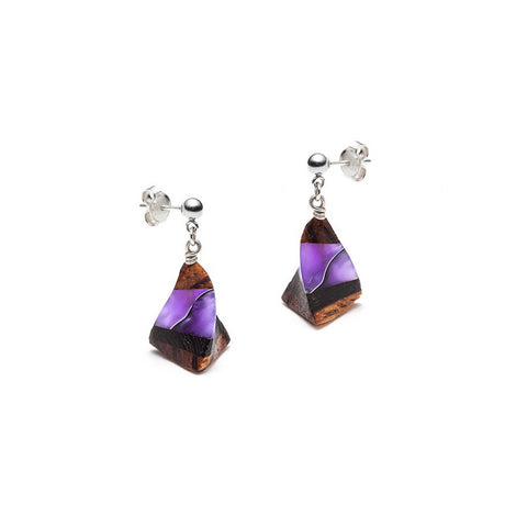 Boucles d'oreilles Vrilles en argent sterling, bois et résine rouge de Richard Hajj